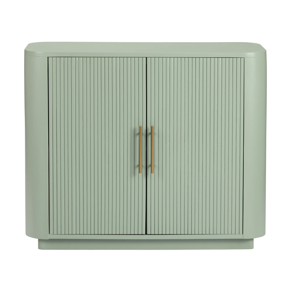 Crestview Collection Transitional Aqua 2-door Cabinet – Elegant Wood Furniture With Curved Corners & Brass Handles Green Solid Wood Cvfdr1173