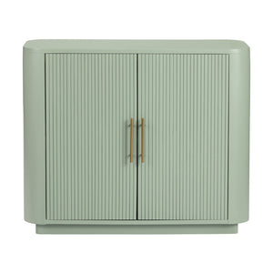 Crestview Collection Transitional Aqua 2-door Cabinet – Elegant Wood Furniture With Curved Corners & Brass Handles Green Solid Wood Cvfdr1173
