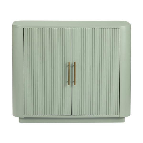 Crestview Collection Transitional Aqua 2-door Cabinet – Elegant Wood Furniture With Curved Corners & Brass Handles Green Solid Wood Cvfdr1173