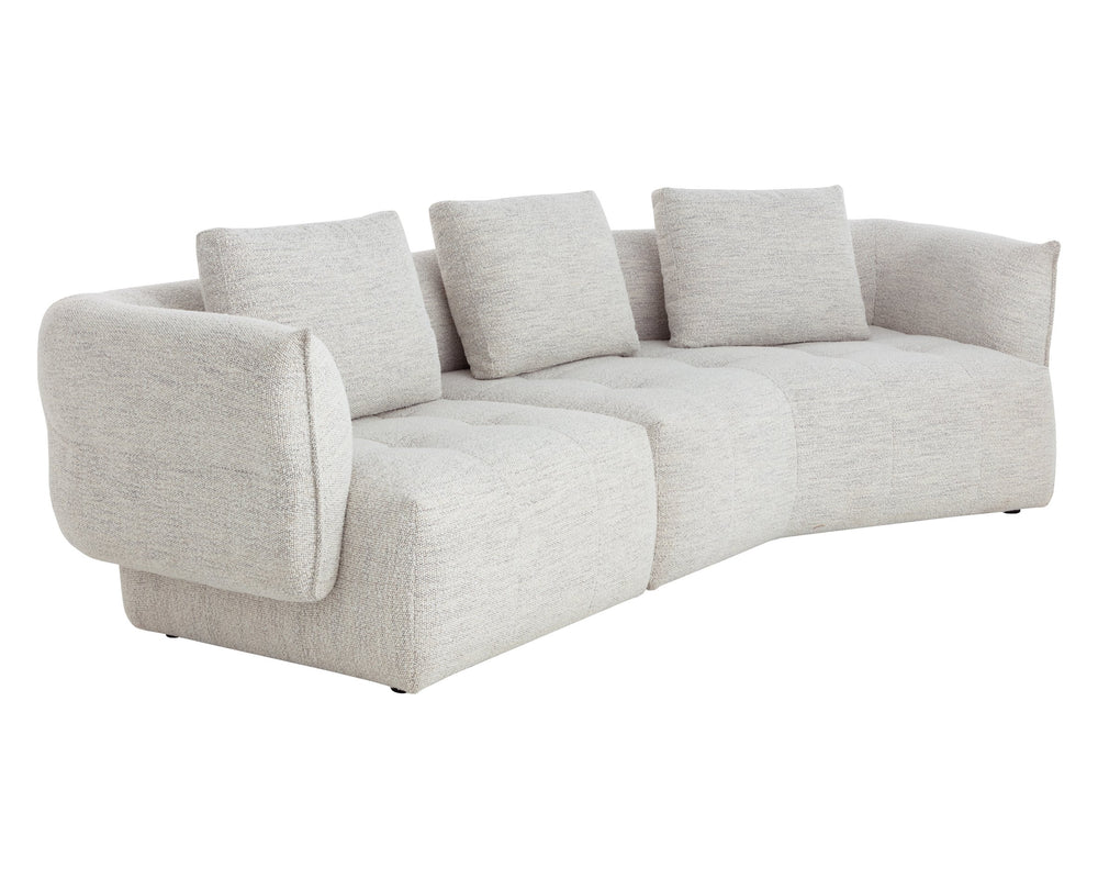 Sunpan Emmeline Sofa - Stylish Asymmetrical Design With Textured Boucle Fabric For Ultimate Comfort & Elegance Grey Fabric 111773