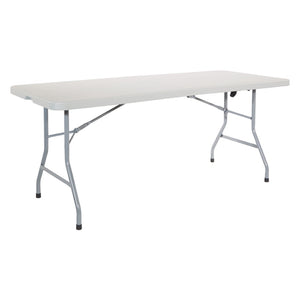 OSP Home Furnishings 6' Center Fold Resin Top Portable Table with Powder Coated Frame for Indoor Outdoor Use BT6FQ