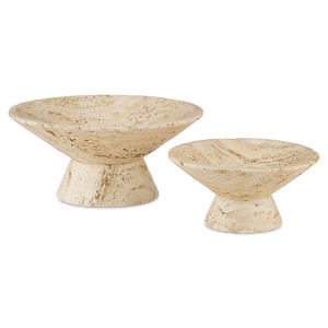 Lubo Travertine Bowl – Elegant Tan Centerpiece with Unique Swirling Design for Modern Decor
