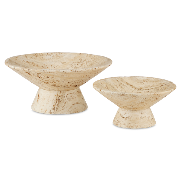 Lubo Travertine Bowl – Elegant Tan Centerpiece with Unique Swirling Design for Modern Decor
