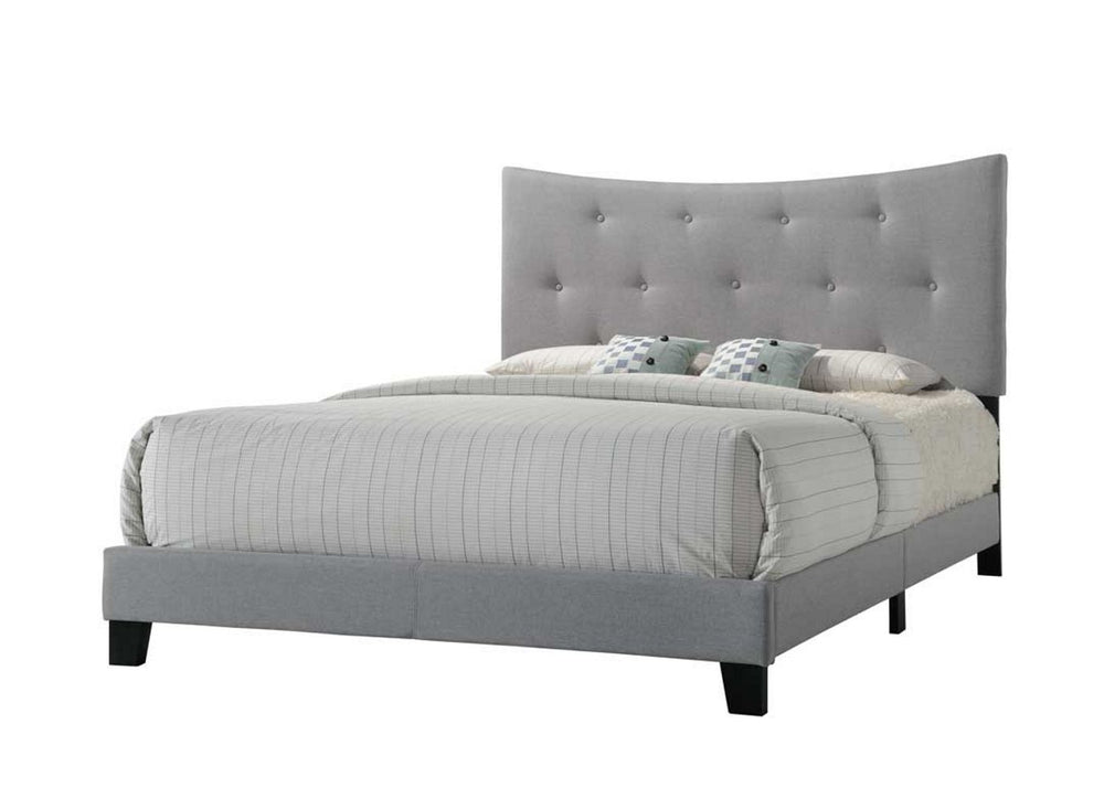 English Elm Venacha Gray Fabric Queen Bed with Tufted Arched Headboard, 660lb Capacity, Rubberwood Legs, Modern Chic B2726P266941