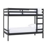 Simple Solid Wood Twin Over Twin Bunk Bed Solid Black SOPB3HBLWP Walker Edison