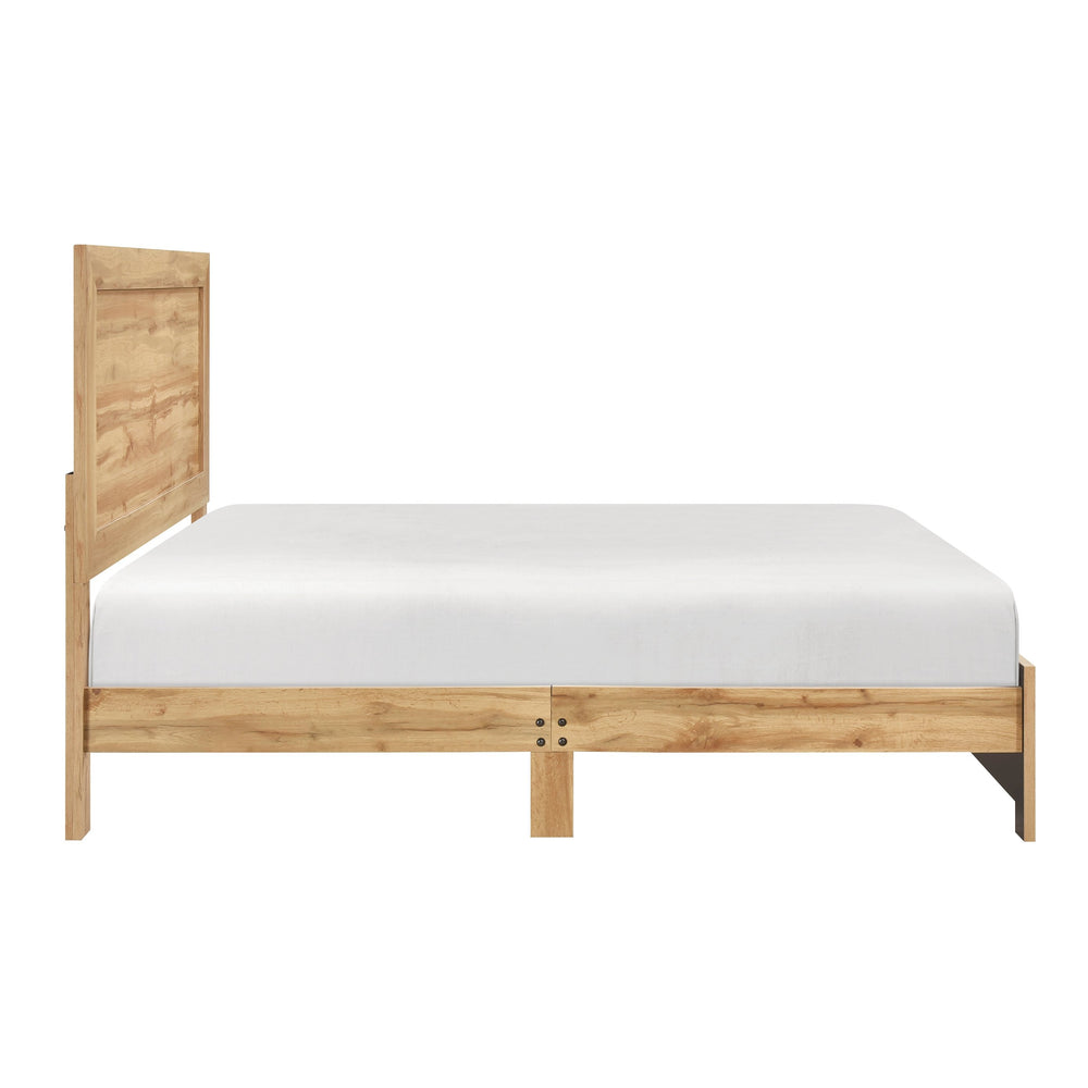 English Elm Natural Rustic Queen Bed Frame with Durable Melamine Finish, Easy Assembly Bed-in-a-Box, Modern Retreat Natural 61 L x 33.5 W x 6.5 H B011P365546
