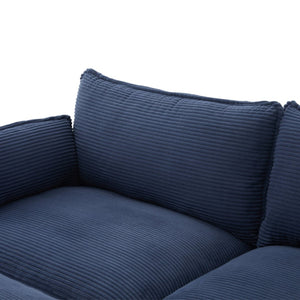 English Elm United We Win Modular Corduroy Sectional with Ottoman Low Profile Living Room Couch Navy W1568S00261