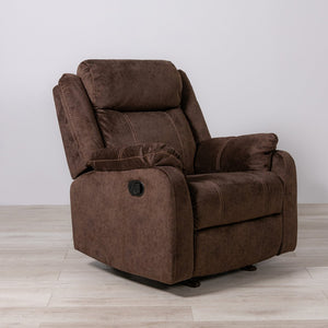 English Elm SONET Domino Upholstered Suede-Like Recliner Chair with Firm Cushy Seat and Light Rocking Comfort Coffee 35 L x 30.3 W x 26 H B201P216043