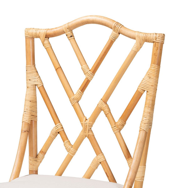 English Elm Modern Handwoven Rattan Dining Chair with Removable Cushion for Coastal Spaces B2750P470027