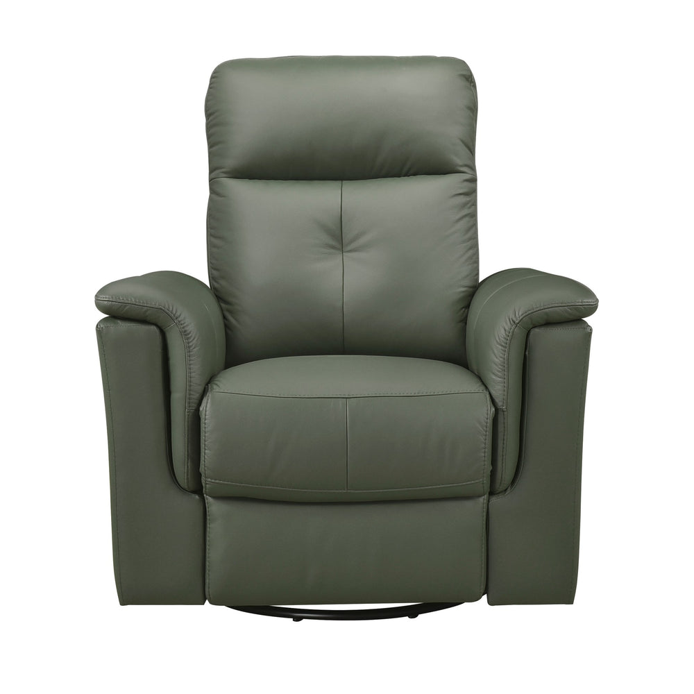 English Elm Green Swivel Glider Recliner Chair 100% Top Grain Leather Match 360° Swivel Plush Padded Comfort Reclining 35.5x36.5x40" B011P329277