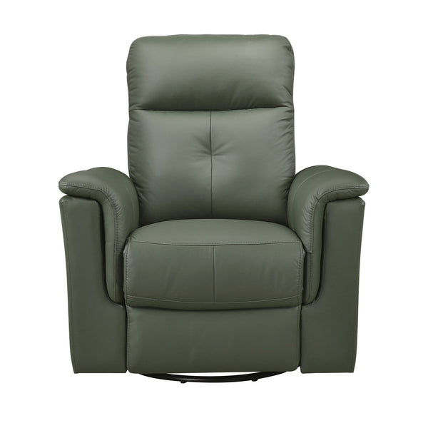 English Elm Green Swivel Glider Recliner Chair 100% Top Grain Leather Match 360° Swivel Plush Padded Comfort Reclining 35.5x36.5x40" B011P329277