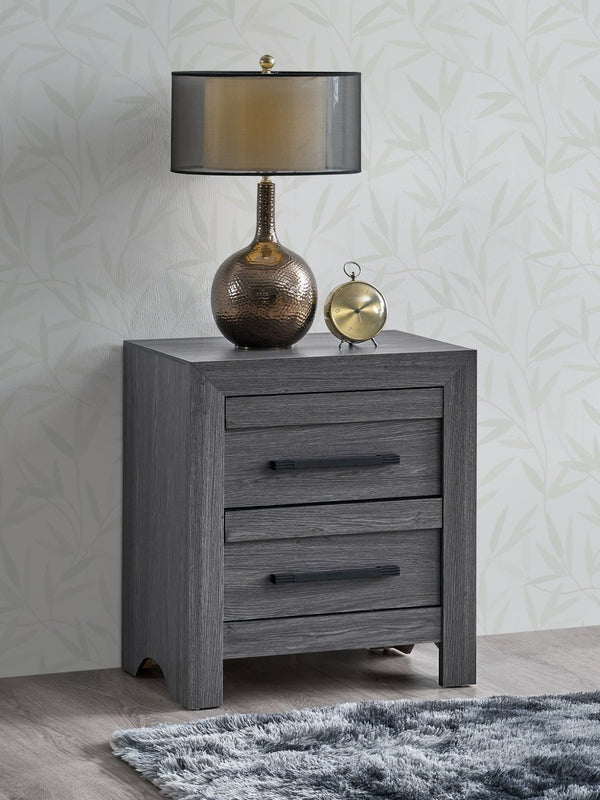 English Elm Rustica Modern Gray Laminate Nightstand with Dovetail Drawer and Architectural Facade B078P473033