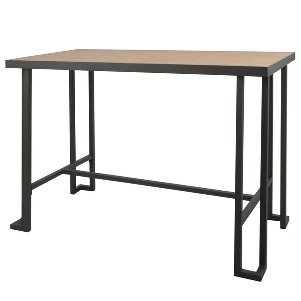 English Elm Roman Industrial Counter Table with Bamboo Top & Steel Frame, Seats 4, Rustic Grey-Natural Finish B202P223312