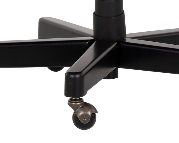 Sunpan Hubert Regal Office Chair - Wingback Design in Tobacco Tan Faux Leather with Black Birch Base