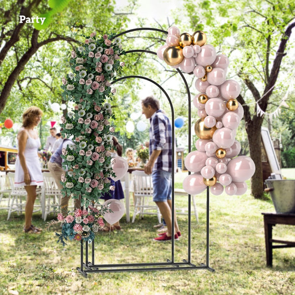 English Elm Balloon Arch Backdrop Stand Set of 3 Graduated Metal Frames for Wedding Decor Black T3971P423829
