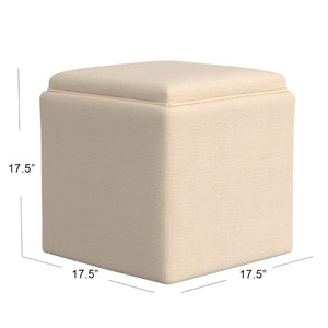 English Elm Soa Woven Fabric Cube Ottoman with Tray Lid and Hidden Storage for Living Rooms B056P416972
