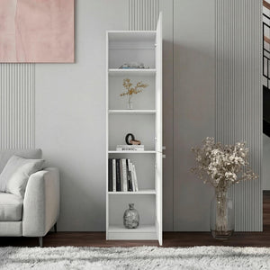 English Elm White Five Shelf Bookcase Slim Floor to Ceiling Open Storage Unit for Living Room B062P486464