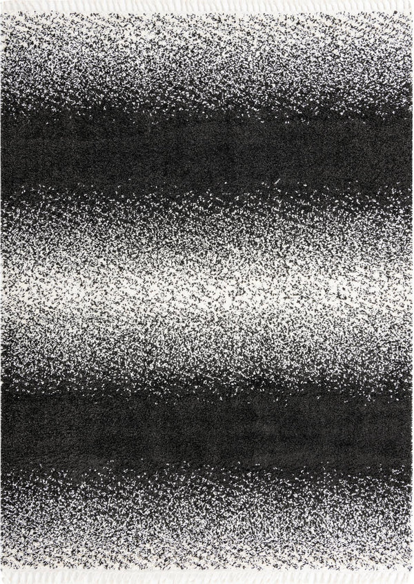 Unique Loom Hygge Shag Gradient Machine Made Gradient Rug Black and White,  9' 0" x 12' 2"