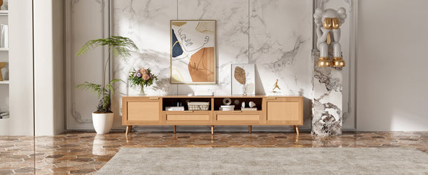 English Elm Rattan Door Media Console with Pine Legs Modern Farmhouse Tv Stand for Large Living Rooms N710P365030P