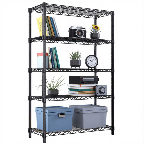English Elm 1750 Lbs Carbon Steel Five Tier Wire Shelving Unit Heavy Duty Garage Storage Rack Black W5386P480703