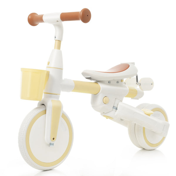 English Elm 7 in 1 Convertible Toddler Tricycle Aluminum Frame Push Trike with Rotating Seat Canopy Yellow N726P300636Y
