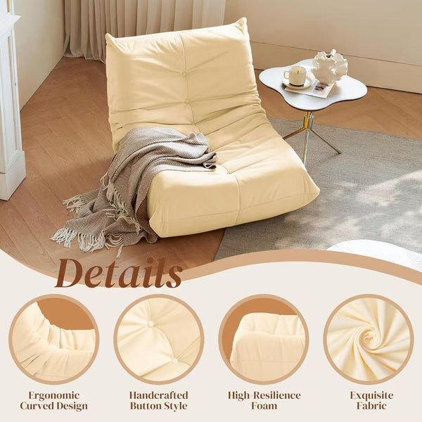 English Elm Luxury Plush Accent Chair with Button-Tufted Corduroy Cover and High-Density Memory Foam Comfort, Anti-Slip Base White W3955P388723