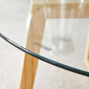 English Elm Modern wood-color MDF circular coffee table with tempered glass top, easy assembly, versatile style W1151P146796