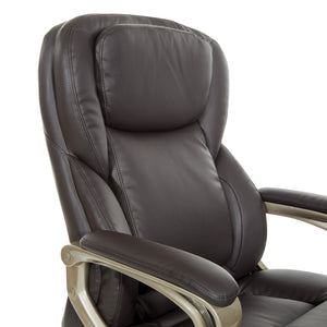 OSP Home Furnishings Exec Bonded Leather Office Chair with Lumbar Support Padded Arms and Ergonomic Tilt Espresso ECH67701-EC1