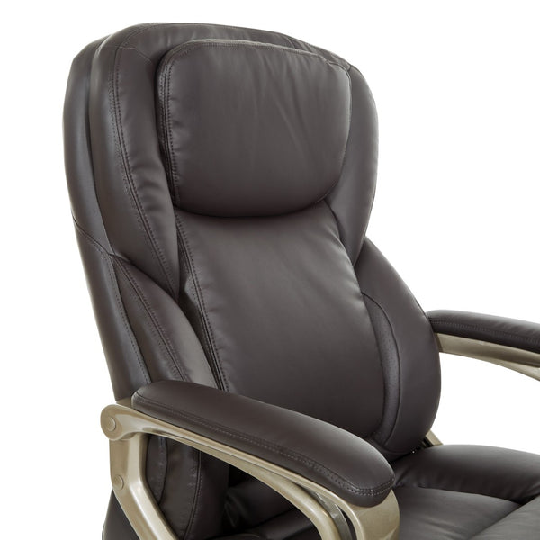 OSP Home Furnishings Exec Bonded Leather Office Chair with Lumbar Support Padded Arms and Ergonomic Tilt Espresso ECH67701-EC1