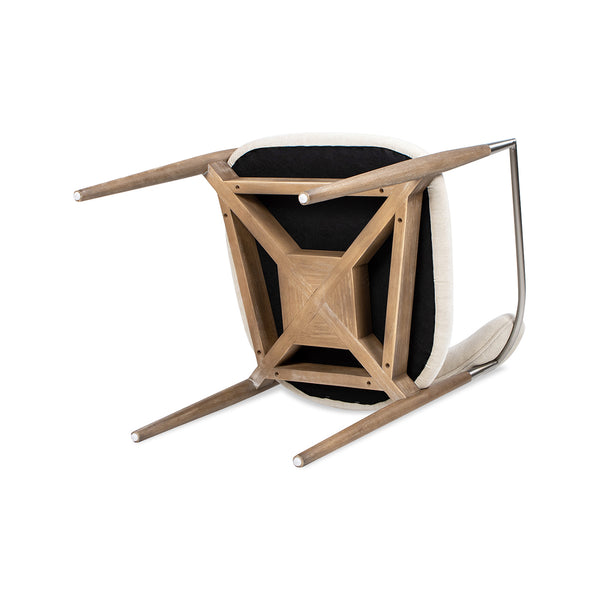 English Elm Jennifer Taylor Home - Artemis Plush Upholstered Dining Arm Chair in Warm White Chenille with Rubberwood Frame & Brushed Nickel Accents B2719P269267