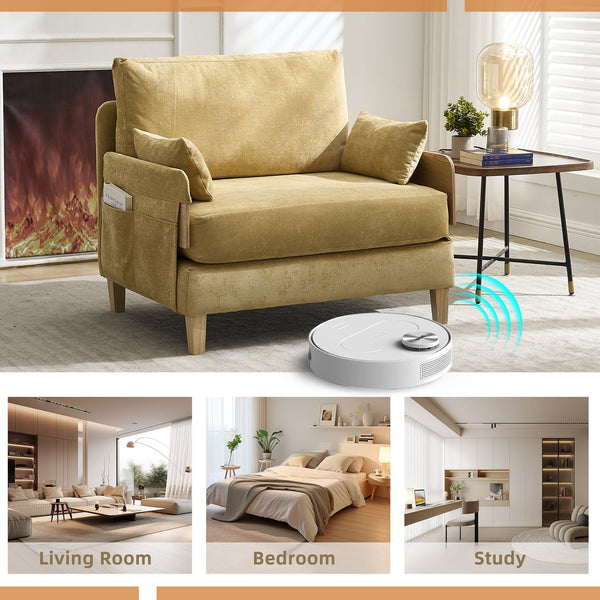 English Elm Foldable mid-century sleeper sofa bed recliner 3-in-1 convertible for small spaces with pillows and storage Mustard yellow W395P290559