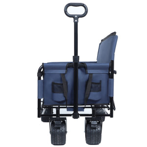 English Elm 3-in-1 Convertible Folding Wagon with Bench Seat Steel Frame 500lb Capacity Dark Blue W2932P283541