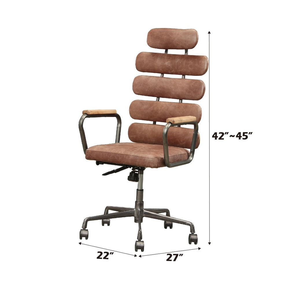English Elm Calan High Back Top Grain Leather Executive Chair with Swivel Base for Home Office B2726P419518