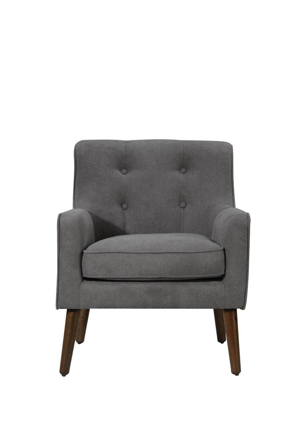 English Elm Ryder Mid Century Gray Tufted Armchair with Walnut Tapered Legs — Plush Foam Seat, Recessed Arms B061128591