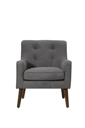 English Elm Ryder Mid Century Gray Tufted Armchair with Walnut Tapered Legs — Plush Foam Seat, Recessed Arms B061128591