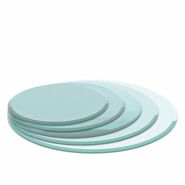 English Elm 36" Round Tempered Glass Table Top - Elegant, Durable, Beveled Edge For Home & Office Use, 2/5" Thick W241P248443