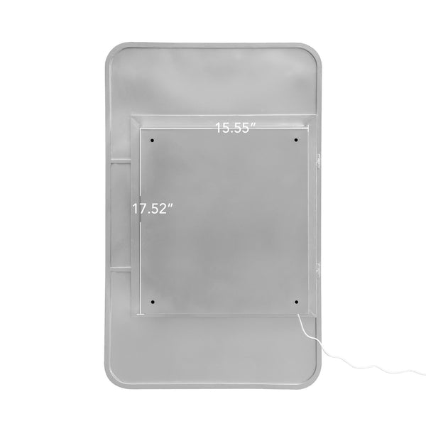 English Elm Rectangle LED Medicine Cabinet Mirror with Soft Touch Light, Magnetic Accessories, Tempered Shelves, Wall-Mounted Storage Silver W688P210793