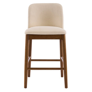 English Elm Lois Rubberwood Counter Stools Set of 2 Beige Upholstered Seats Walnut Frame N775P369557W