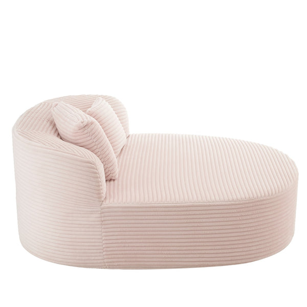 English Elm Modern Chaise Lounge Sofa oversized corduroy chaise with high-density foam, spring support & pillows Pink N719P329129P