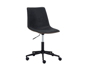 Sunpan CAL Stylish Mid-Century Office Chair in Antique Black Faux Leather – Adjustable & Mobile Comfort 105579