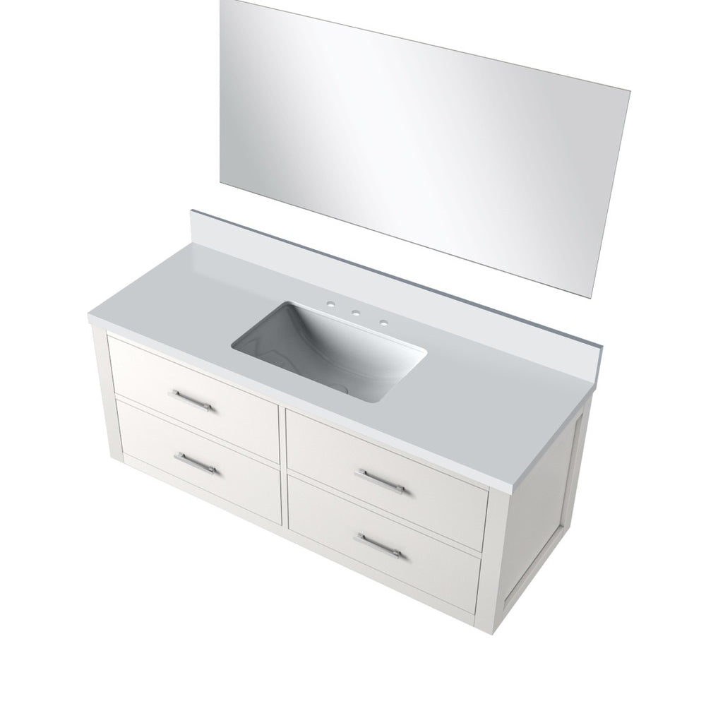 English Elm White Single Bath Vanity Set With Quartz Countertop & Frameless Mirror – Modern Design For Your Bathroom B2731S01441-GIGA