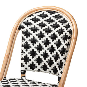 English Elm Mid-century Woven Rattan Dining Chair with Circular Back and Black Lacquered Legs B2750P467658