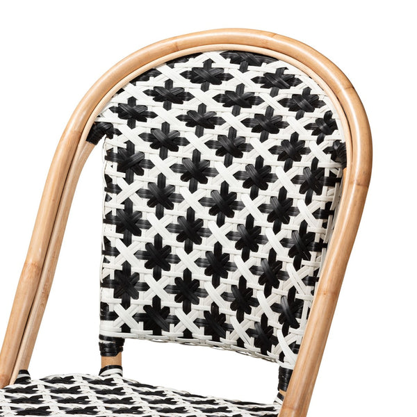 English Elm Mid-century Woven Rattan Dining Chair with Circular Back and Black Lacquered Legs B2750P467658