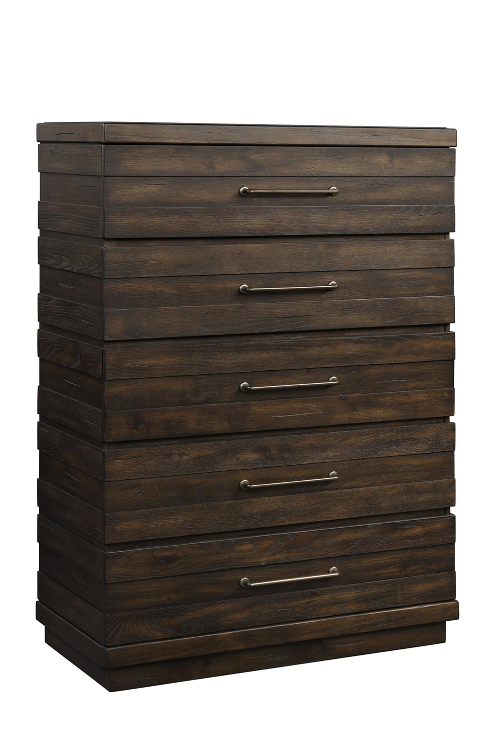 English Elm Indutrial Farmhouse 5 Drawer Chest Brown Solid Wood+MDF, Cedar-Lined Bottom Drawer, Smooth Slides B2699P237056