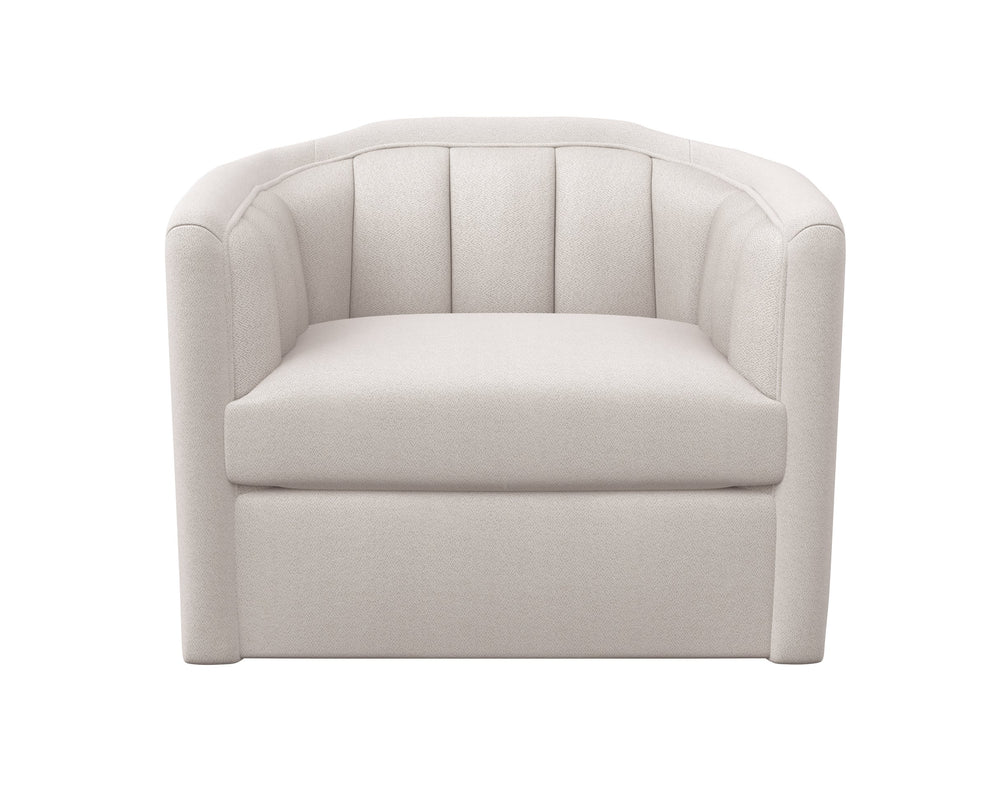 Sunpan Birrit Swivel Armchair - Luxurious Comfort with Durable Performance Fabric and Sleek Wooden Base Alaska Greige
