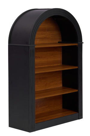 English Elm Bookcase, 4-Shelf Tall Arched Bookshelf 45.66" MDF Sturdy Open Display Organizer with Anti-Tip Safety (Black) W3123P333708