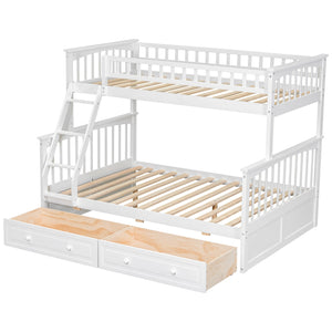English Elm Twin Convertible Bunk Bed with Built-In Rolling Drawers and Solid Pine/MDF Frame, Space-Saving Durable Design White N7090004020K