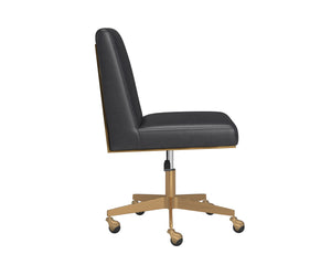 Sunpan Dean Office Chair - Modern Faux Leather Design with Stylish Stainless Steel Base for Effortless Elegance Brushed Brass / Bravo Portabella