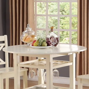 English Elm Cream 2-Shelf Counter Height Table with Drop Leaves & Stemware Storage, Space-Saving Round Design, Sturdy Wooden Legs B062P209317