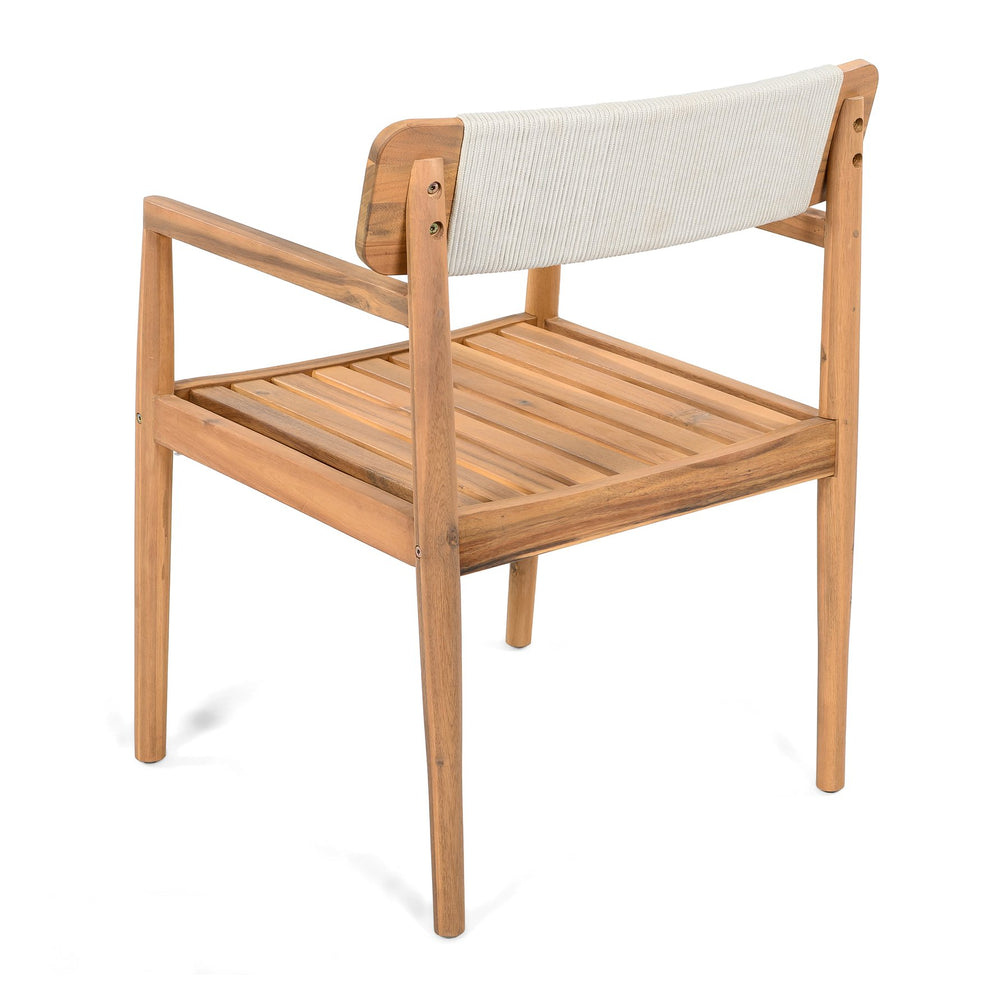 English Elm Christopher Knight Home® - Patio Acacia Wood Outdoor Club Chair Conversation Set with Side Table — Durable UV‑Resistant, Ergonomic Comfort Light Teak,White N770P313798L_N770P269704W004